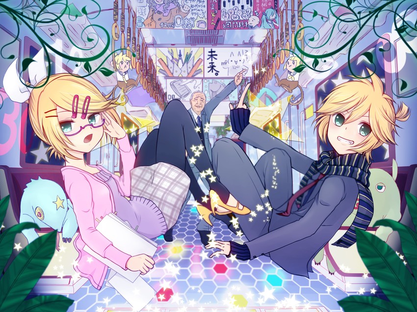 kagamine rin and kagamine len (vocaloid) drawn by agi_(kankarado)