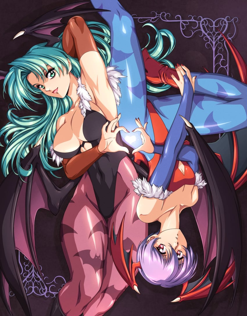 morrigan aensland and lilith (darkstalkers) drawn by sirknightbot