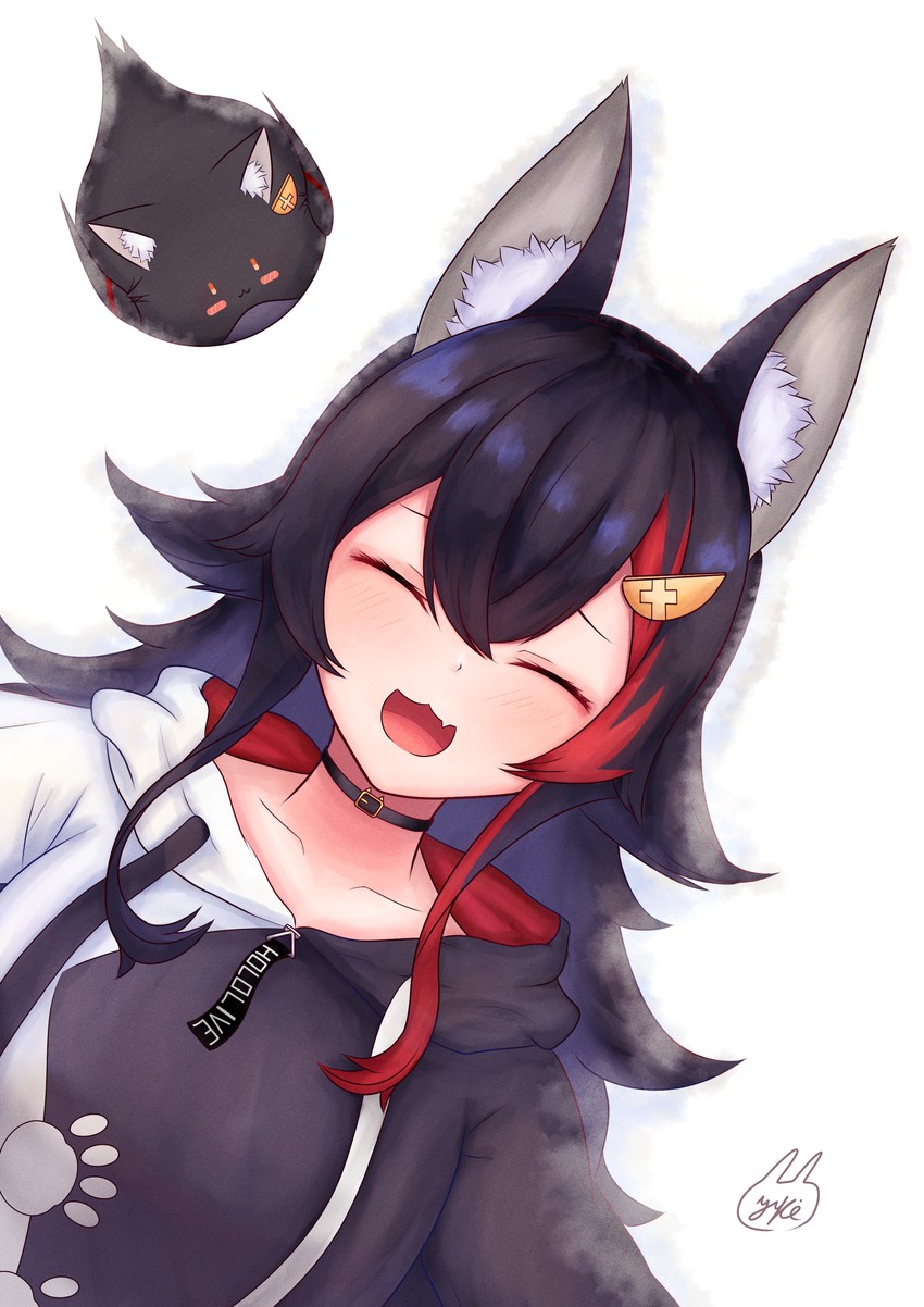 ookami mio and miochun (hololive) drawn by yuki_usagi_(ponpon_0523)