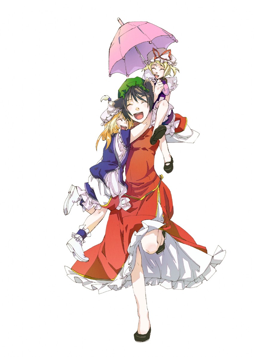 yakumo yukari, yakumo ran, and chen (touhou) drawn by kaie_(cahier)