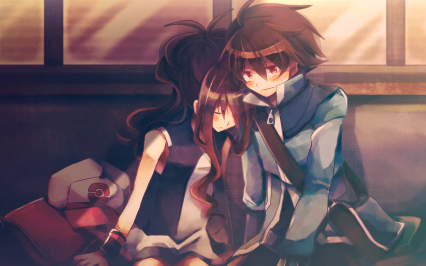 hilda and hilbert (pokemon and 1 more) drawn by serizawa_serino