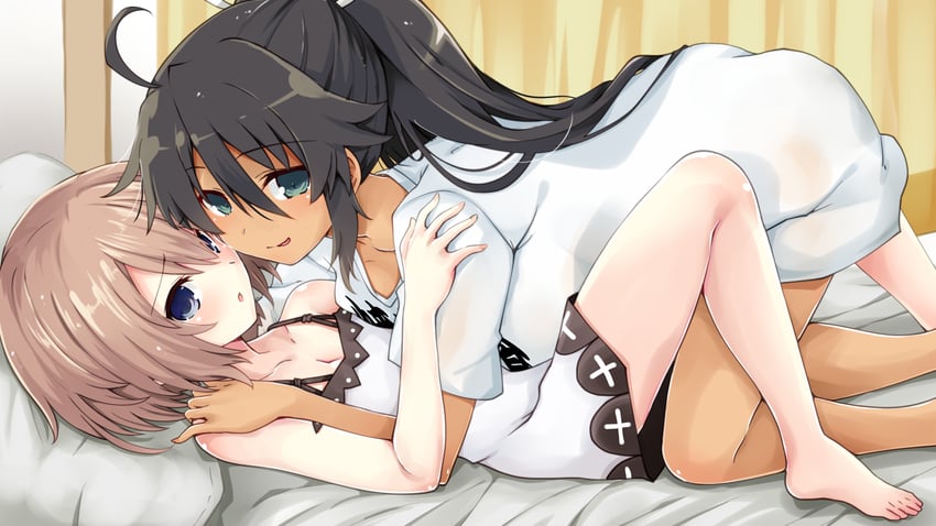 blanc and homura (neptune and 1 more) drawn by iwashi_dorobou_-r-