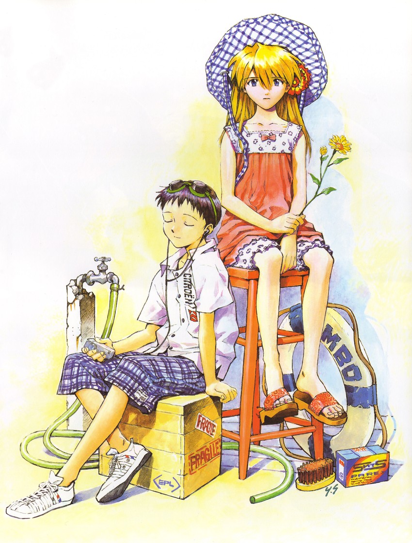 souryuu asuka langley and ikari shinji (neon genesis evangelion) drawn by sadamoto_yoshiyuki