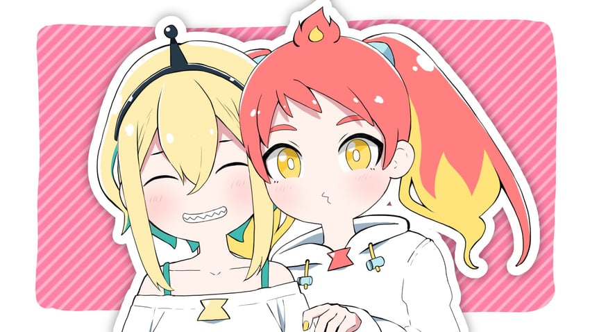 amano pikamee and hikasa tomoshika (voms) drawn by gyari_(imagesdawn) and hikasa_tomoshika_(artist)