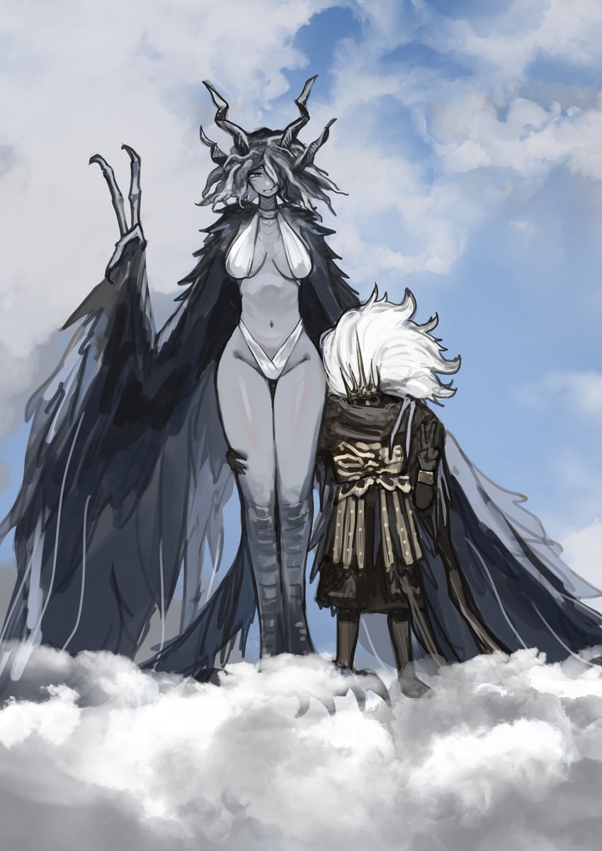 nameless king and king of the storm (dark souls and 1 more) drawn by miao_jiangyou