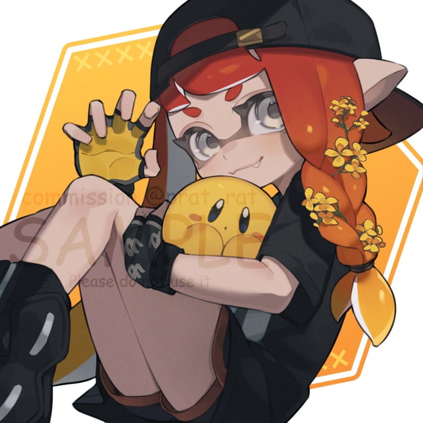 inkling player character, inkling girl, and kirby (splatoon and 1 more) drawn by prat_rat