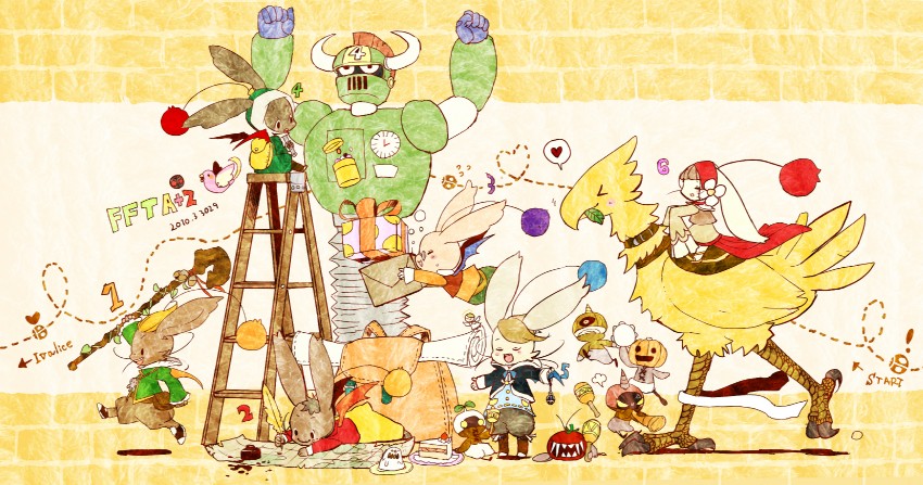 moogle, montblanc, nono, hurdy, gurdy, and 2 more (final fantasy and 2 more) drawn by nanahoshi