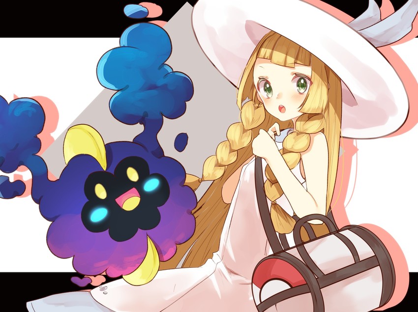 lillie and cosmog (pokemon and 1 more) drawn by krnstr05