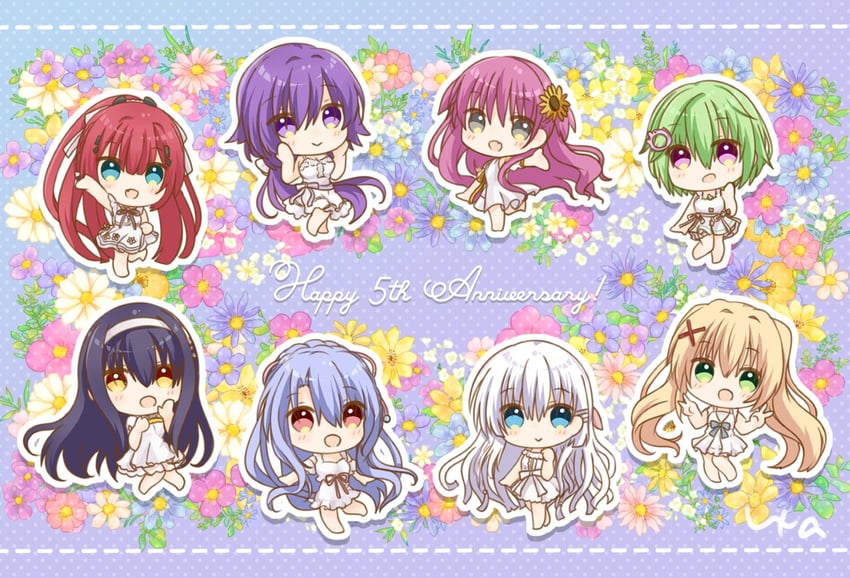 naruse shiroha, kushima kamome, sorakado ao, tsumugi wenders, katou umi, and 3 more (summer pockets) drawn by ura_(ura-tennislove)