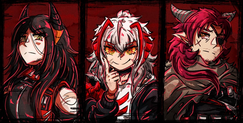 w, ines, and hoederer (arknights) drawn by gamma_(gaemms_chamois)