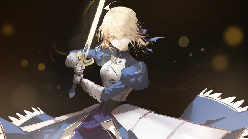 artoria pendragon and saber (fate and 1 more) drawn by luozhou_pile