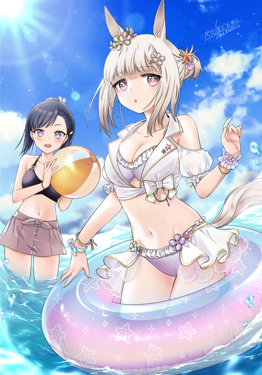 happy meek and kiryuuin aoi (umamusume) drawn by ryusei_(ryusei_b)
