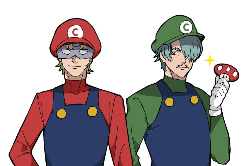 mario, luigi, char aznable, and challia bull (gundam and 3 more) drawn by sabi1234