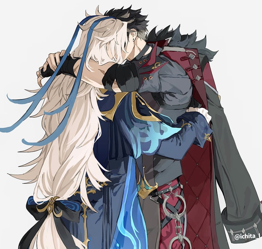neuvillette and wriothesley (genshin impact) drawn by ichita_(ichita_i)