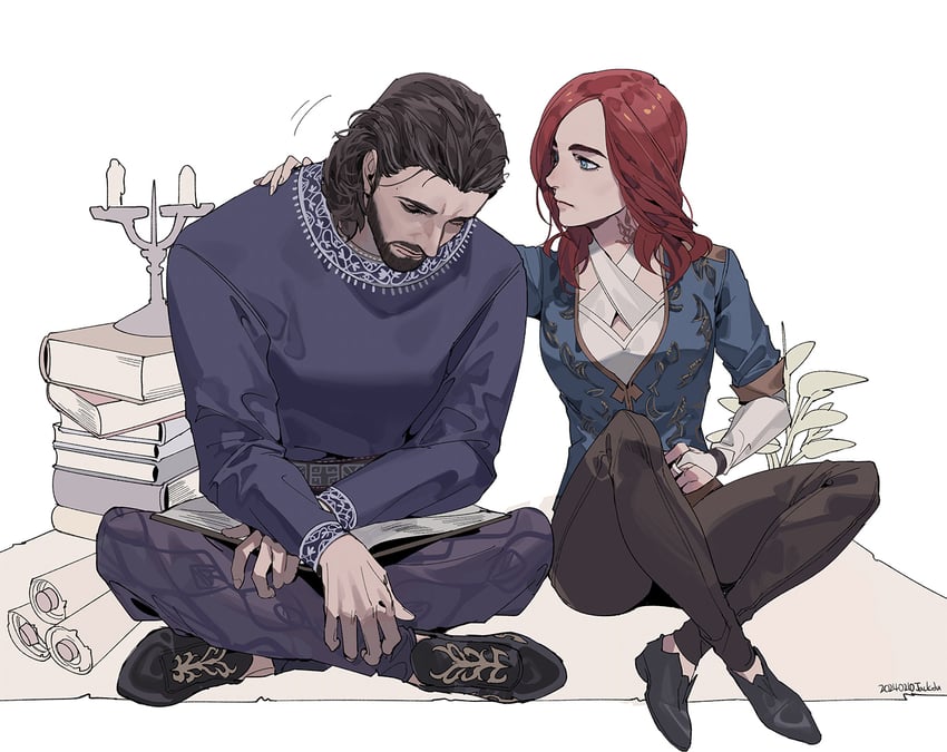 tav and gale (dungeons & dragons and 2 more) drawn by byuub