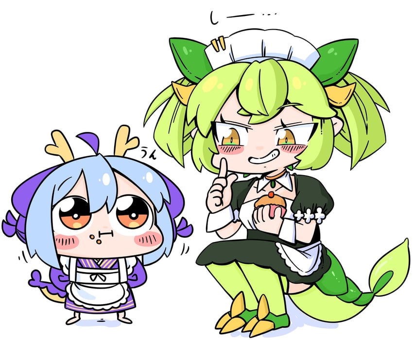 laundry dragonmaid and parlor dragonmaid (yu-gi-oh!) drawn by buraninn
