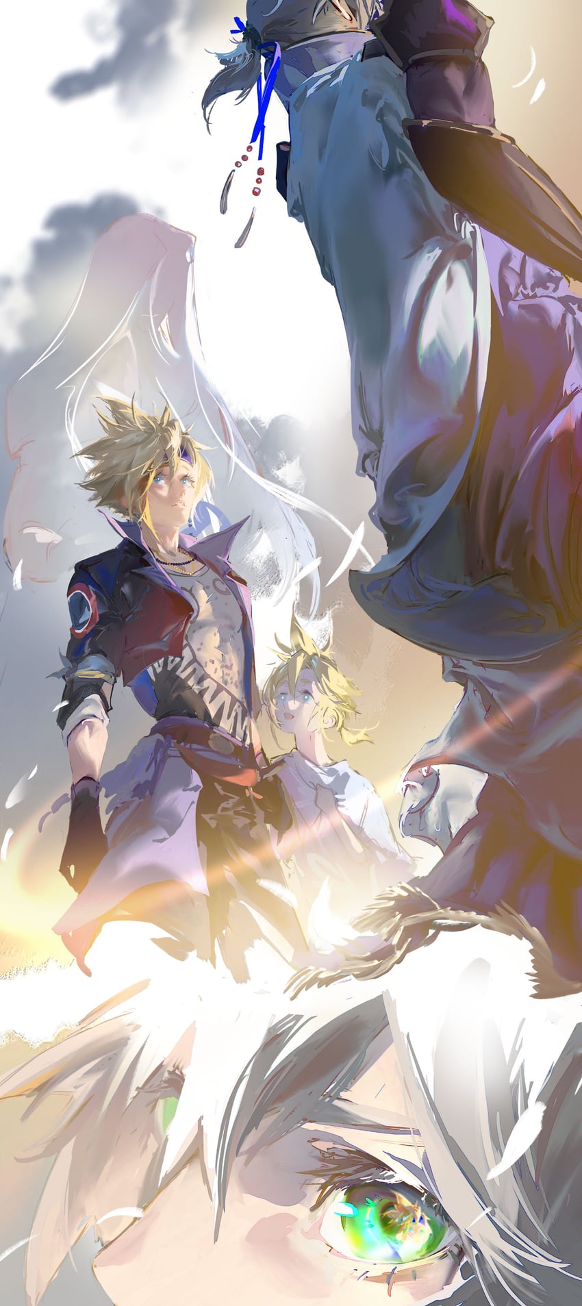 sephiroth, locke cole, edgar roni figaro, and cloud strife (final fantasy and 4 more) drawn by enjoutoru