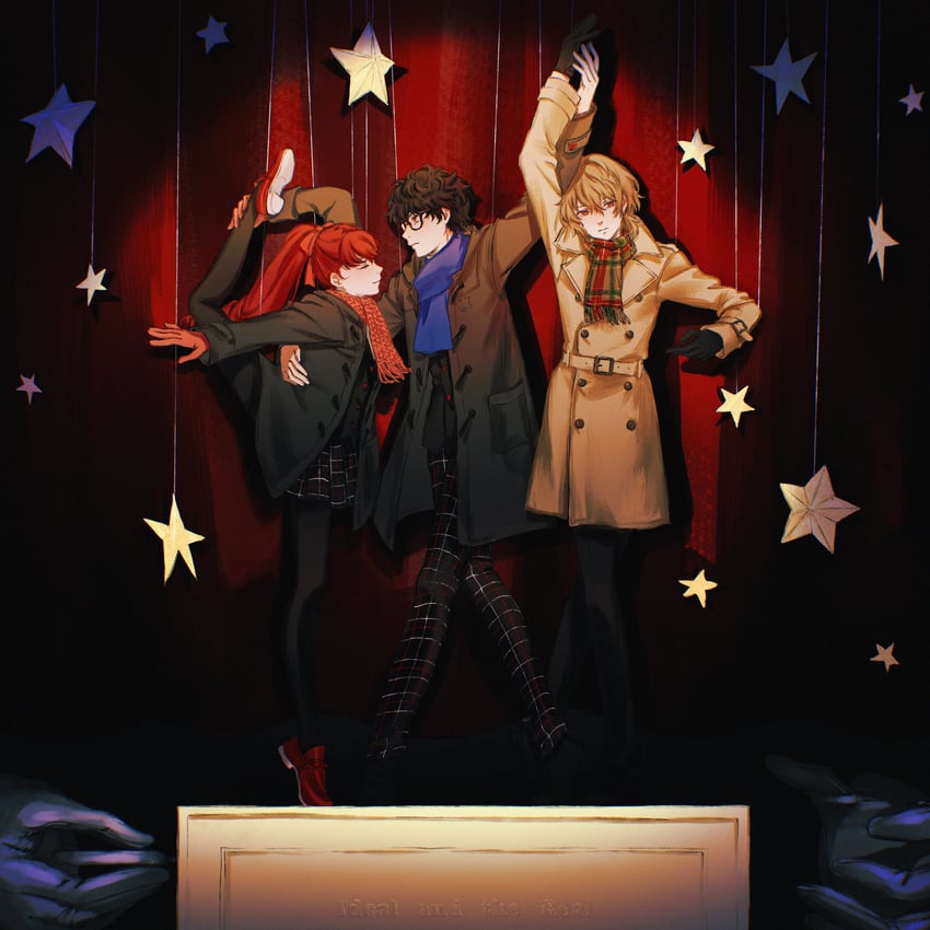 amamiya ren, yoshizawa kasumi, and akechi gorou (persona and 2 more) drawn by machihazure