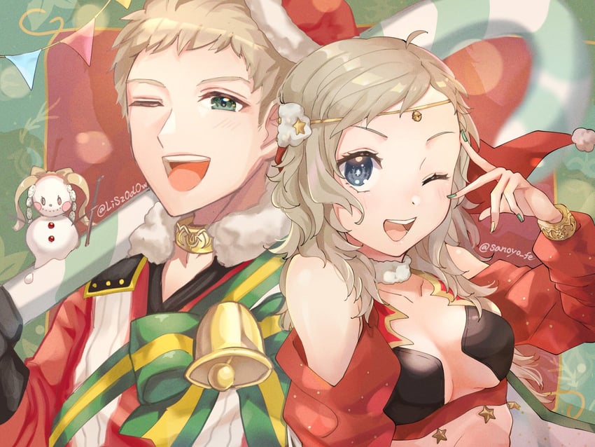 ophelia and owain (fire emblem and 2 more) drawn by sakura_no_yoru and youhei_choregi