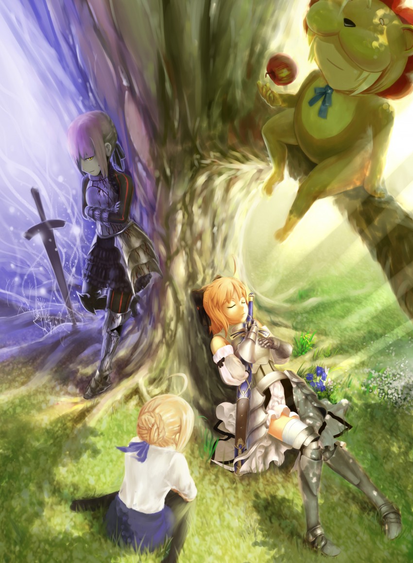 artoria pendragon, saber, saber alter, saber lily, and saber lion (fate and 2 more) drawn by jiemaowanwan