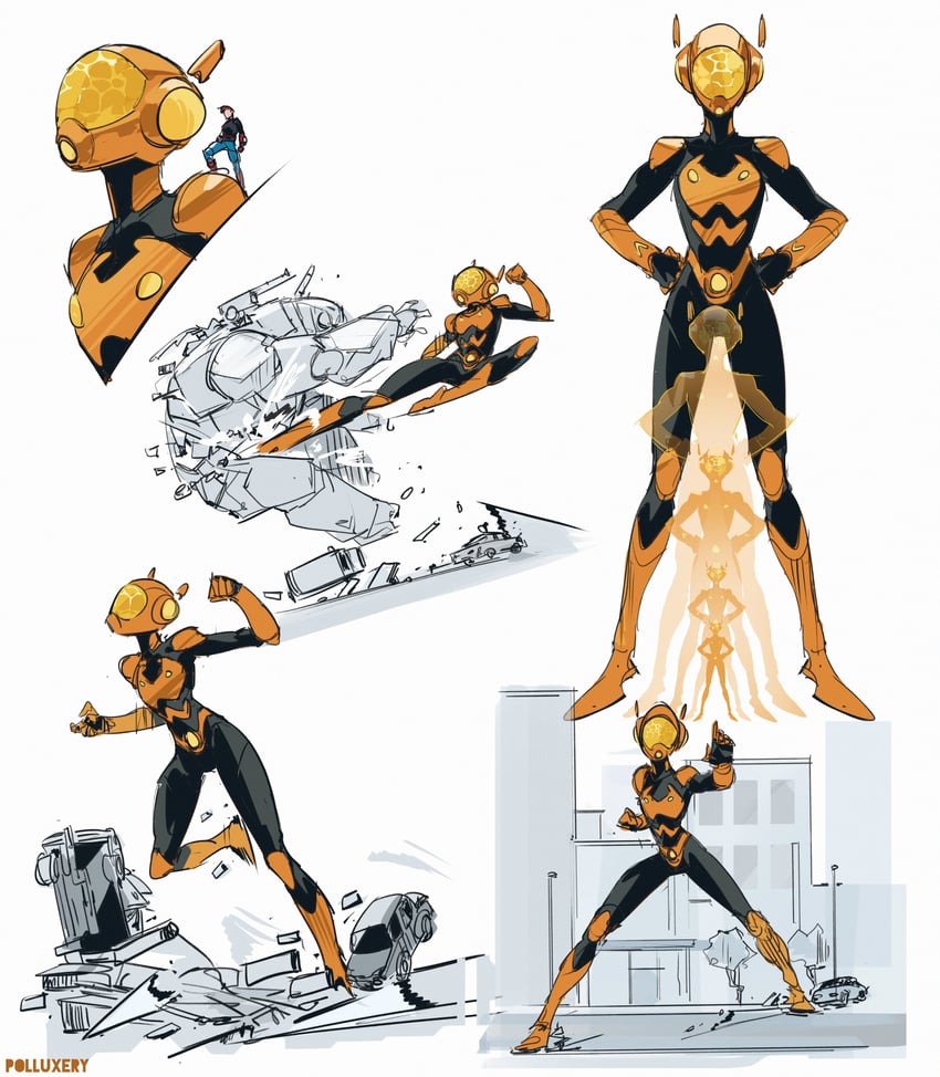 wasp and janet van dyne (marvel and 1 more) drawn by polluxery