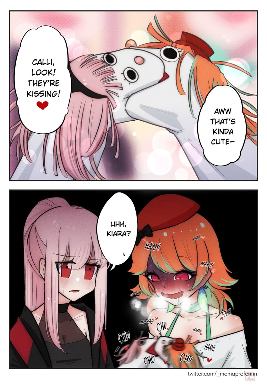 mori calliope and takanashi kiara (hololive and 1 more) drawn by mamaprofennn