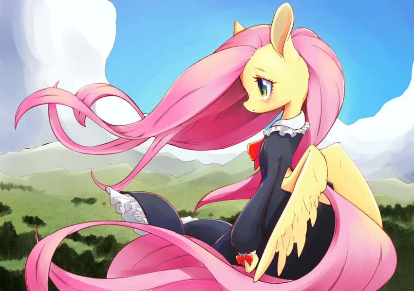 fluttershy (my little pony and 1 more) drawn by uno_usaya
