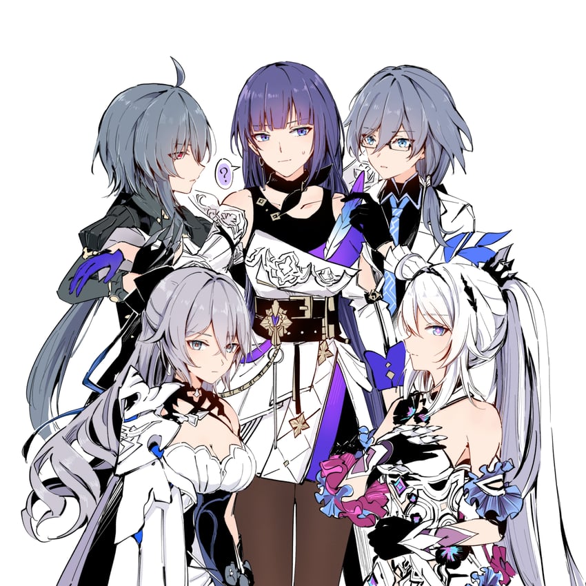 kiana kaslana, raiden mei, fu hua, bronya zaychik, and raven (honkai and 1 more) drawn by sen_jin_chen