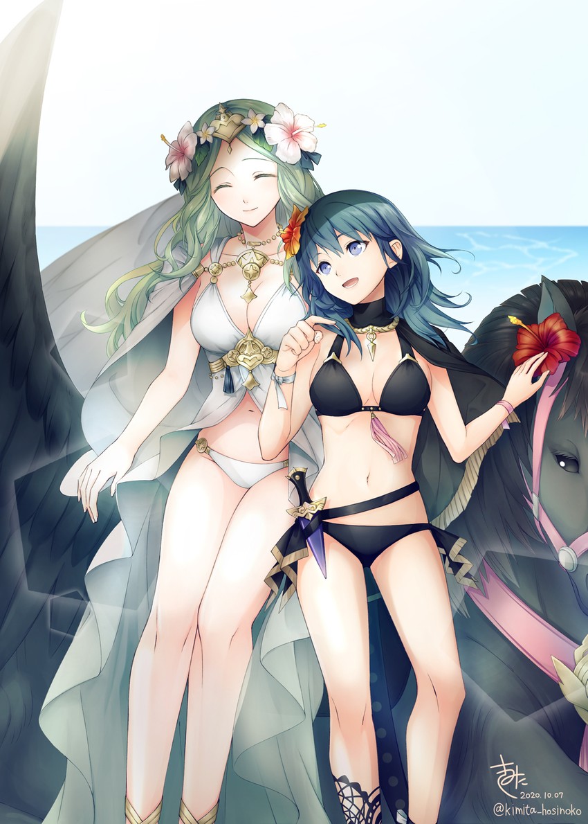 female byleth and rhea (fire emblem and 2 more) drawn by kimita_(kiokunoumi)