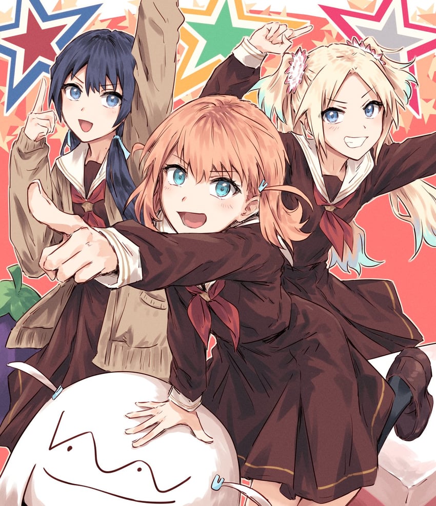 hinoshita kaho, murano sayaka, and osawa rurino (love live! and 1 more) drawn by bullfalk