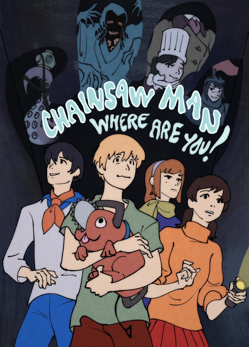 denji, yoru, mitaka asa, pochita, fami, and 7 more (chainsaw man and 1 more) drawn by spect_ion