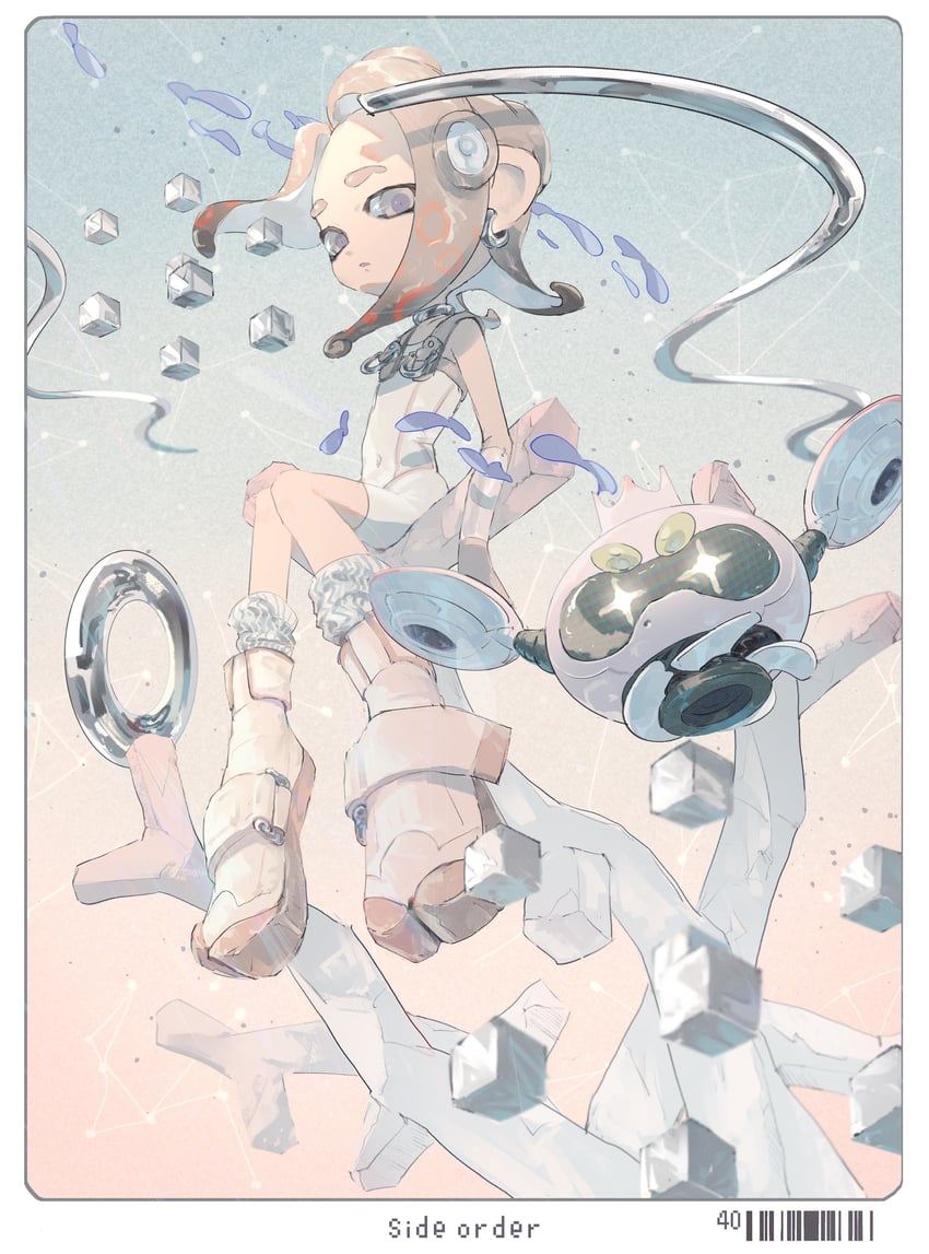 octoling player character, octoling girl, pearl, agent 8, and pearl drone (splatoon and 2 more) drawn by pppmepl
