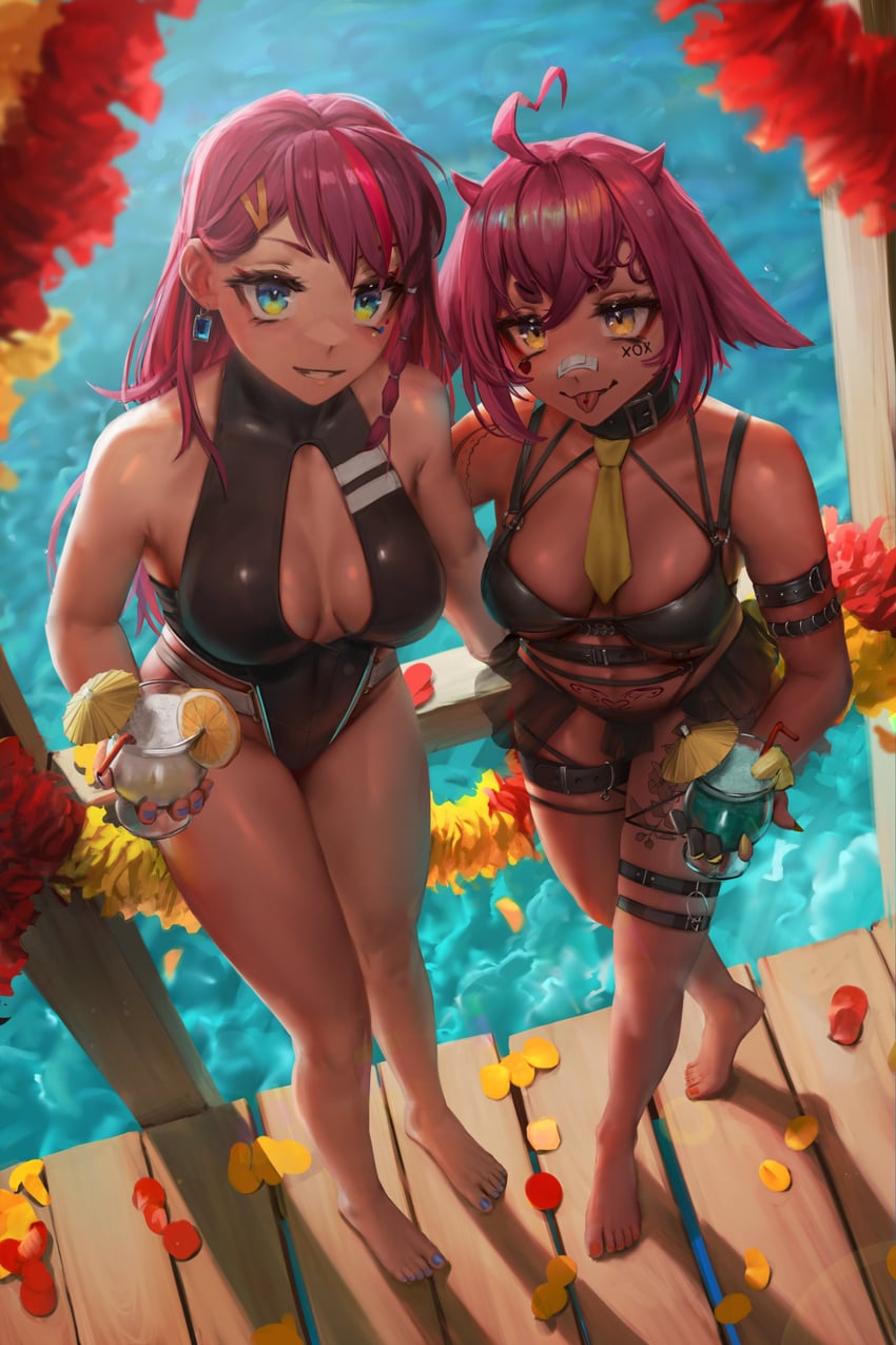 yfu and el xox (indie virtual youtuber) drawn by numanoan