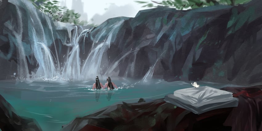 wei wuxian and lan wangji (modao zushi) drawn by xianduguaitan