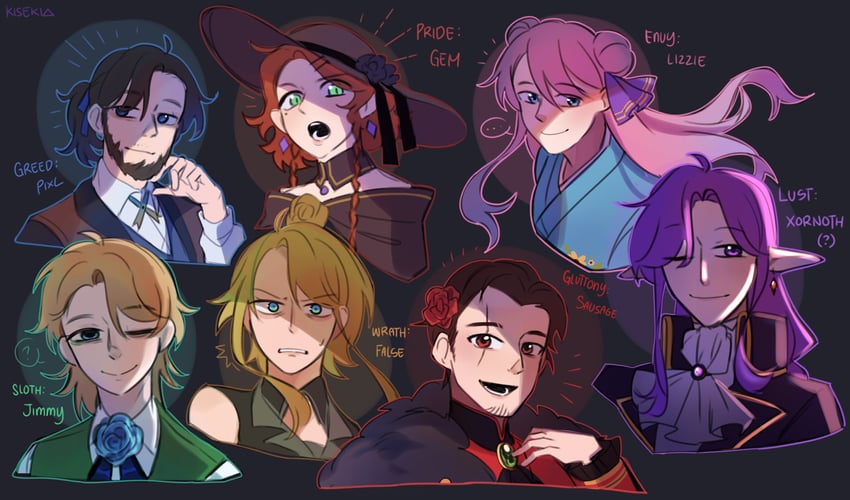 geminitay, solidaritygaming, ldshadowlady, mythicalsausage, falsesymmetry, and 2 more (minecraft youtube and 1 more) drawn by kisekiii_25