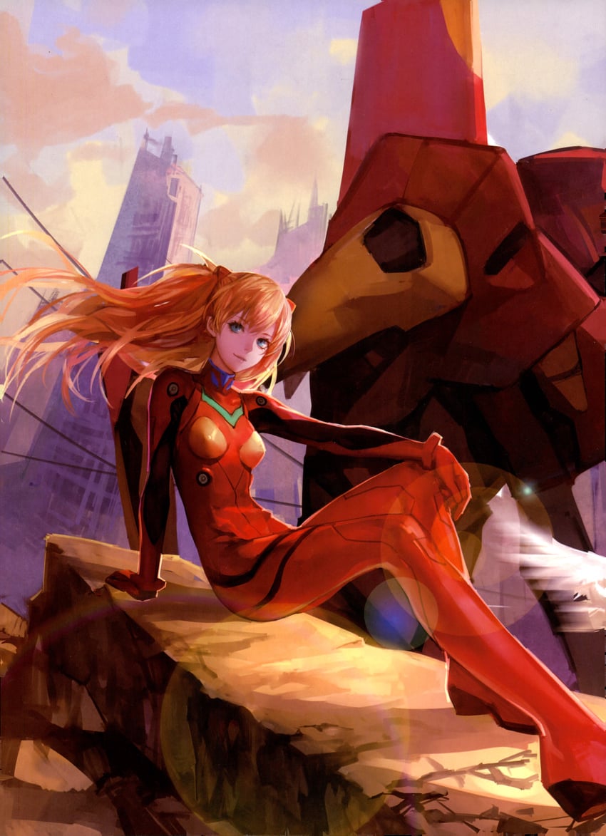 souryuu asuka langley and eva 02 (neon genesis evangelion) drawn by ask_(askzy)