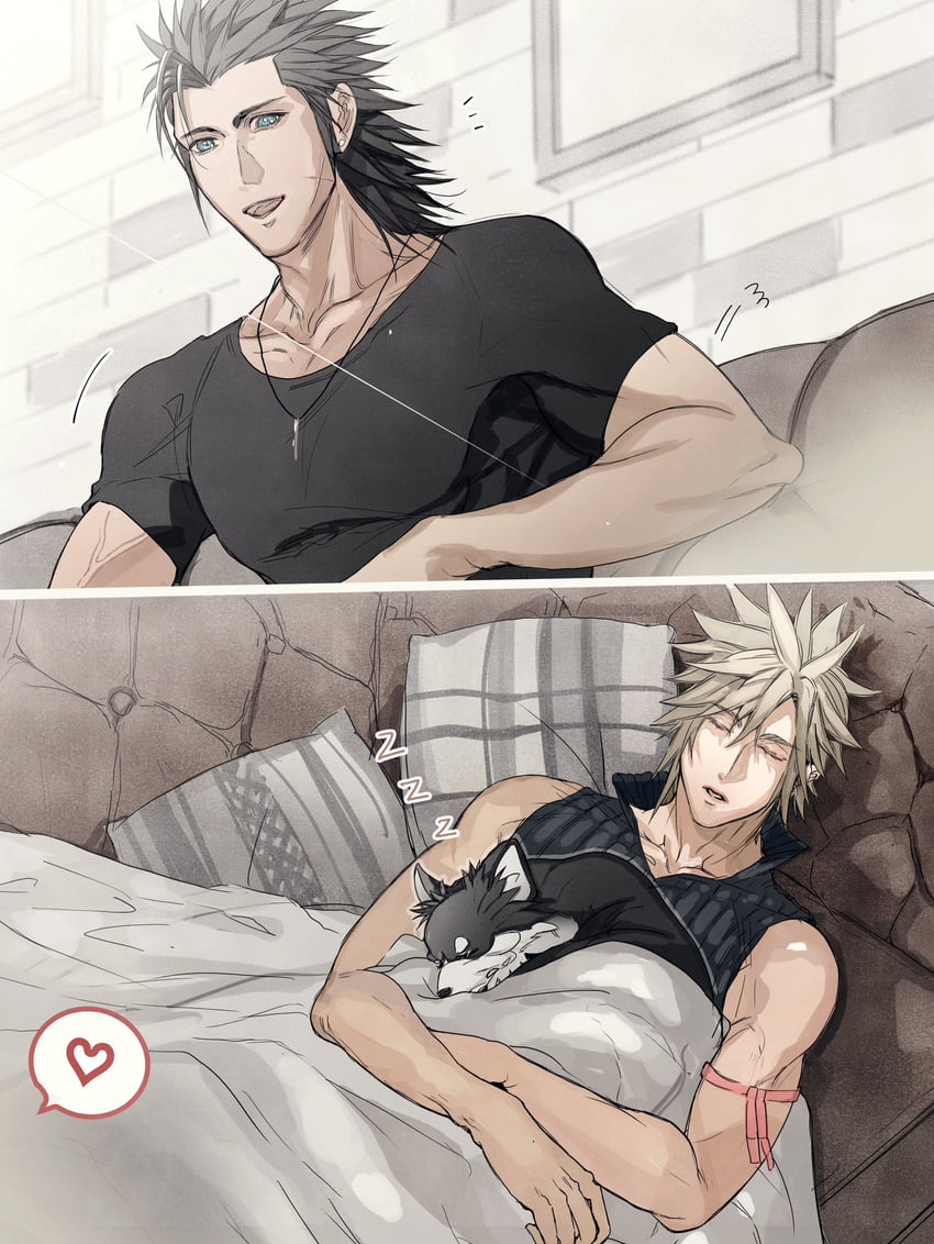 cloud strife and zack fair (final fantasy and 2 more) drawn by 2b_fff