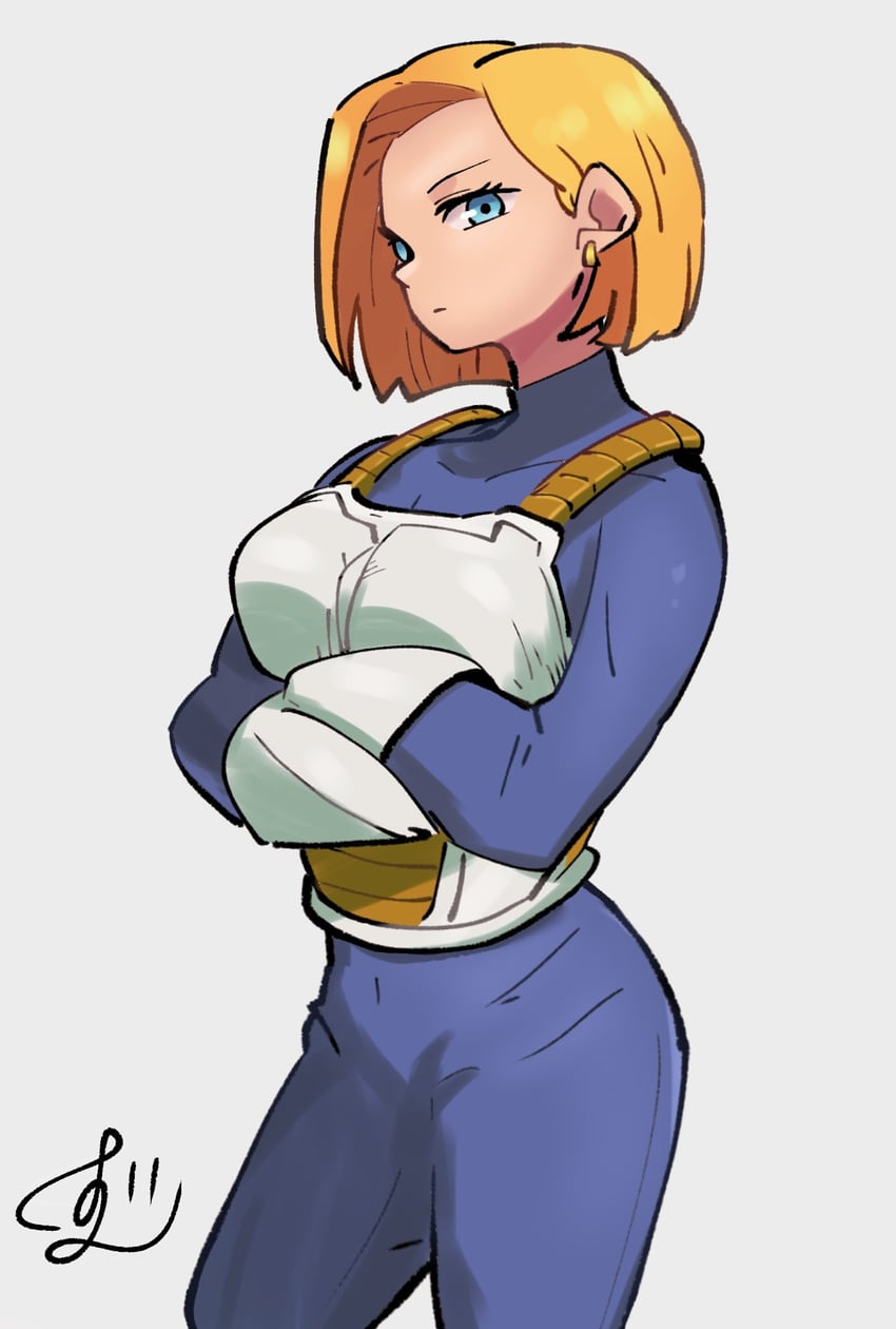 vegeta and android 18 (dragon ball and 1 more) drawn by zurui