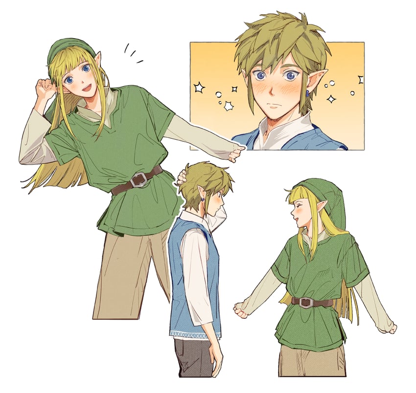 link and princess zelda (the legend of zelda and 1 more) drawn by sophie_(693432)