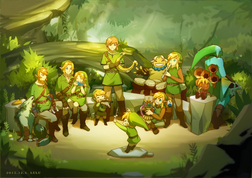 link, toon link, young link, wolf link, deku link, and 2 more (the legend of zelda and 7 more) drawn by ruru_(lulubuu)