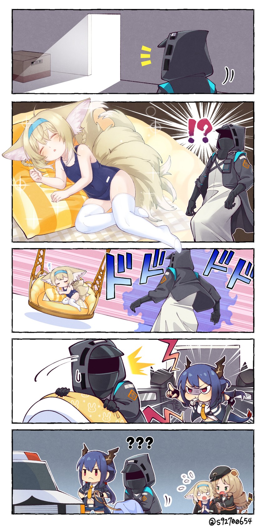 doctor, suzuran, ch'en, and swire (arknights and 3 more) drawn by lemon_raimu