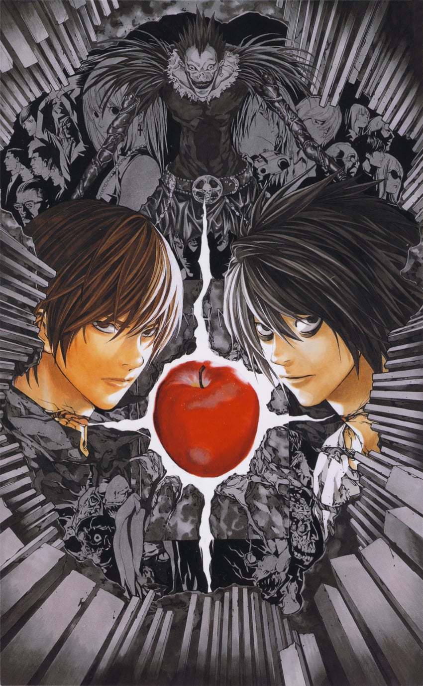 yagami light, l, amane misa, ryuk, near, and 20 more (death note) drawn by obata_takeshi