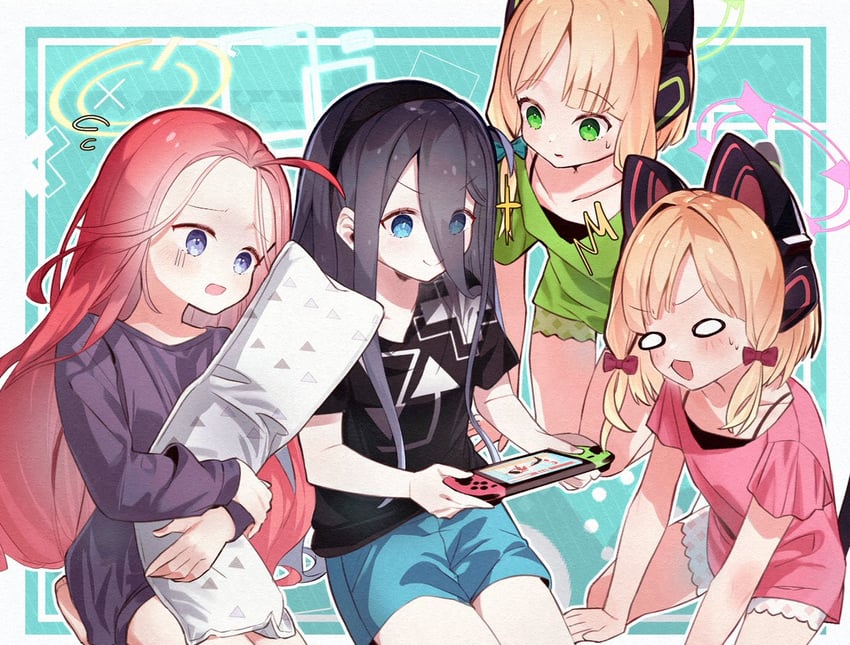 aris, momoi, midori, and yuzu (blue archive) drawn by akutaa