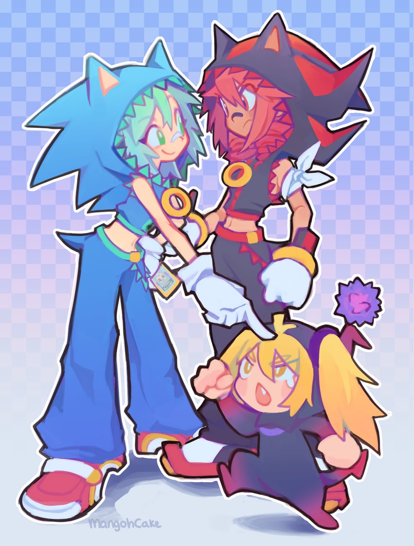 hatsune miku, kasane teto, sonic the hedgehog, shadow the hedgehog, akita neru, and 1 more (vocaloid and 6 more) drawn by mangohcake