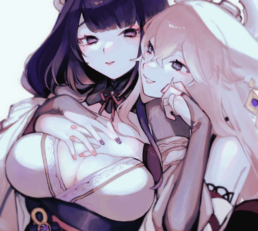raiden shogun and yae miko (genshin impact) drawn by yasashii_kimochi