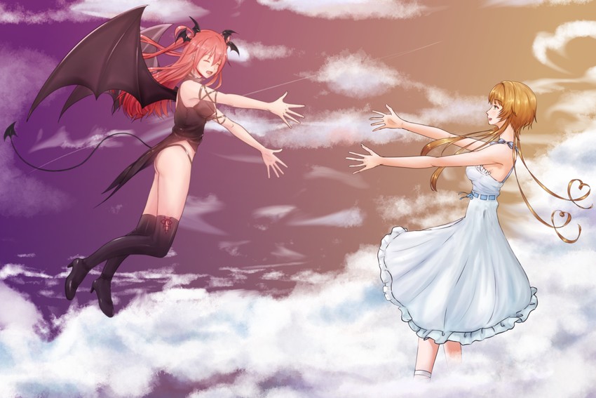 firika mia shatana and sera mitra airun (nukidoki!) drawn by yurino_tea