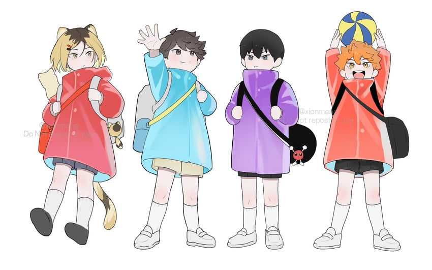 hinata shouyou, kozume kenma, kageyama tobio, and oikawa tooru (haikyuu!!) drawn by xian_meng_huanyou_ji