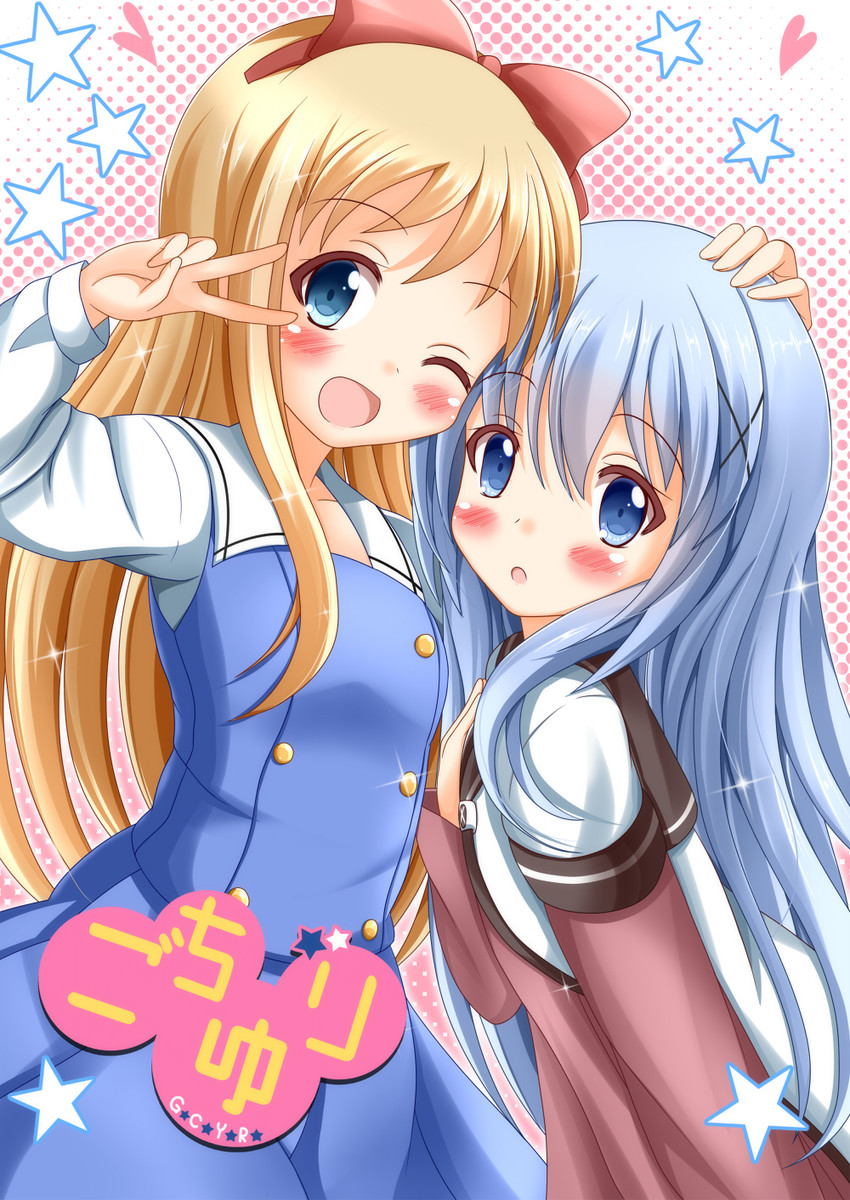 kafuu chino and toshinou kyouko (gochuumon wa usagi desu ka? and 1 more) drawn by xenon_(for_achieve)