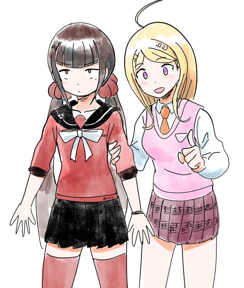 akamatsu kaede and harukawa maki (danganronpa and 1 more) drawn by qosic