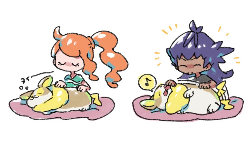 leon, sonia, and yamper (pokemon and 1 more) drawn by suruga_dbh